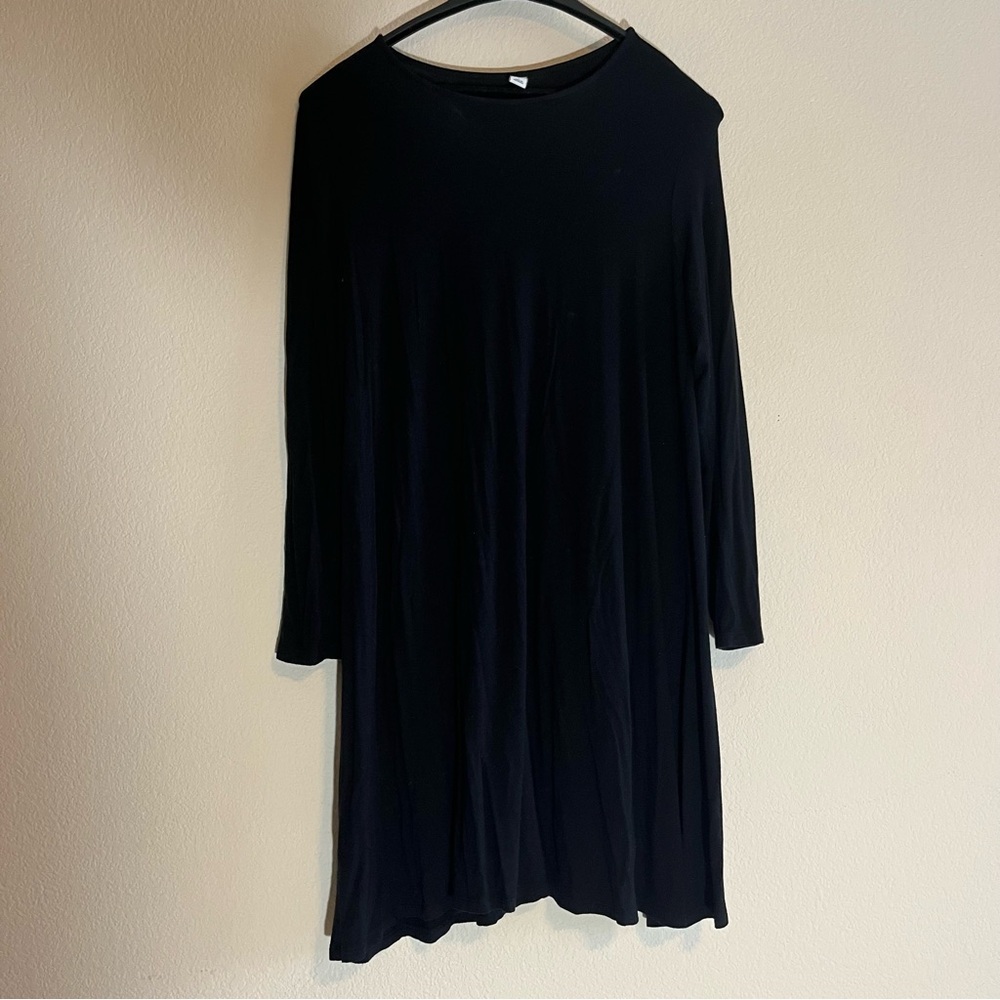 Old Navy Black Dress with Long Sleeves, Women's Size Large, 95% Rayon